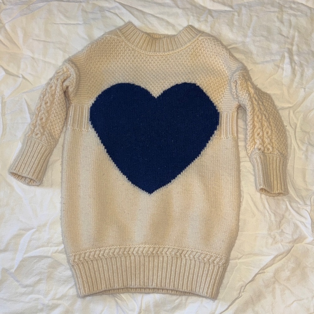 Burberry Cream and Navy Heart Sweater size 4T